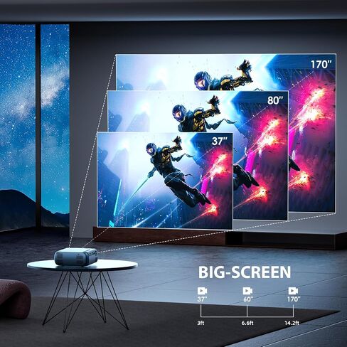 Mini Projector With WiFi, Max 170" Display Portable Movie Projector for Home Cinema Outdoor/Indoor Compatible with Tablet/Laptop/TV Stick/Android/IOS in Saudi Arabia