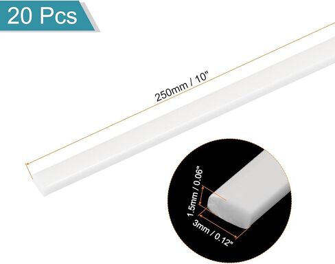 MECCANIXITY 20pcs ABS Rectangle Rod, 1.5x5x250mm ABS Plastic Stick Solid Bar, White Plastic Rods Assortment Kit for DIY Architectural Model Building Making in Saudi Arabia