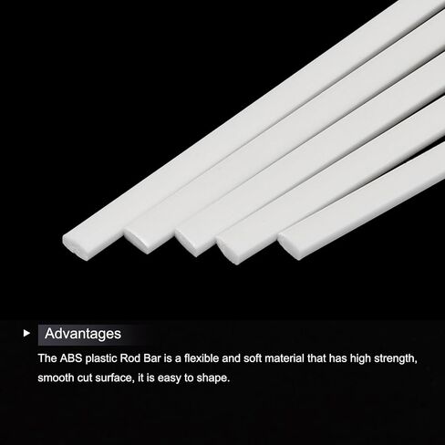 MECCANIXITY 20pcs ABS Rectangle Rod, 1.5x5x250mm ABS Plastic Stick Solid Bar, White Plastic Rods Assortment Kit for DIY Architectural Model Building Making in Saudi Arabia