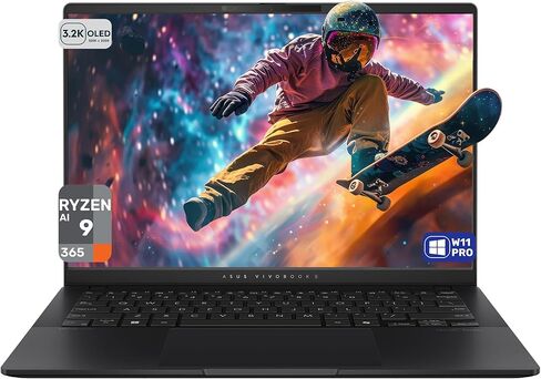 ASUS Vivobook S14 Copilot+ Laptop, AMD Ryzen AI 9 365, 24 GB LPDDR5X RAM, 2 TB PCIe SSD, 14" OLED 3K (2880x1800) 120Hz Display, AMD Radeon 880M, RGB Backlit Keyboard, W11 Home, Neutral Black in Kuwait