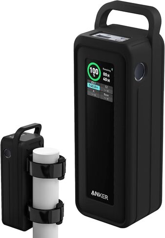 Protective Silicone Case for Anker Prime Power Bank 27,650mAh 250W - Portable with Handle & Hook Loop Strap, Anti-Slip & Shockproof Design (Black) in Kuwait