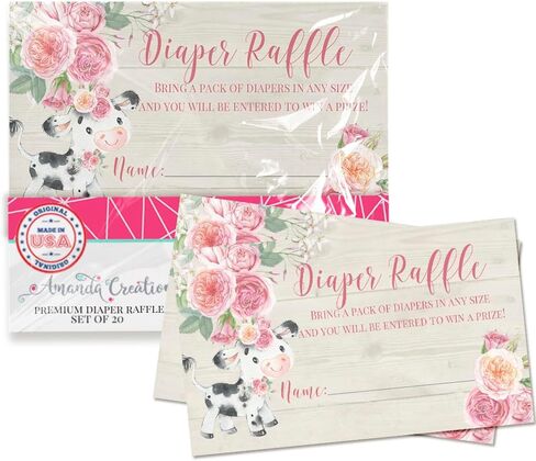 Little Deer Woodland Themed Diaper Raffle Tickets for Girl Baby Showers, 20 2" X 3" Double Sided Insert Cards for Games by AmandaCreation, Bring a Pack of Diapers to Win Favors & Prizes! in Saudi Arabia