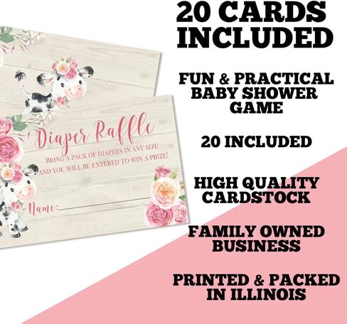 Little Deer Woodland Themed Diaper Raffle Tickets for Girl Baby Showers, 20 2" X 3" Double Sided Insert Cards for Games by AmandaCreation, Bring a Pack of Diapers to Win Favors & Prizes! in Saudi Arabia