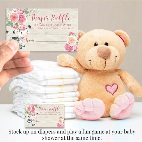 Little Deer Woodland Themed Diaper Raffle Tickets for Girl Baby Showers, 20 2" X 3" Double Sided Insert Cards for Games by AmandaCreation, Bring a Pack of Diapers to Win Favors & Prizes! in Saudi Arabia