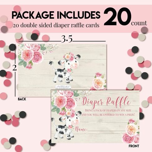 Little Deer Woodland Themed Diaper Raffle Tickets for Girl Baby Showers, 20 2" X 3" Double Sided Insert Cards for Games by AmandaCreation, Bring a Pack of Diapers to Win Favors & Prizes! in Saudi Arabia