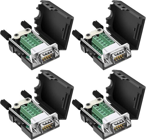 DB9 Male Connector，4Pack DB9 Breakout Connector Solderless RS232 D-SUB DB9 Male Screw Terminal Block with Case Long Bolts Tail Pipe in Saudi Arabia
