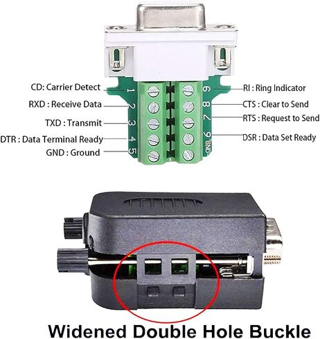 DB9 Male Connector，4Pack DB9 Breakout Connector Solderless RS232 D-SUB DB9 Male Screw Terminal Block with Case Long Bolts Tail Pipe in Saudi Arabia