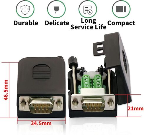 DB9 Male Connector，4Pack DB9 Breakout Connector Solderless RS232 D-SUB DB9 Male Screw Terminal Block with Case Long Bolts Tail Pipe in Saudi Arabia