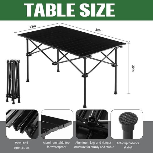 5 Pcs Summer Portable Camping Chair and Folding Camping Table Set Outdoor Oxford Fabric Folding Chair Lawn Portable Camp Table with Cup Holder Carry Bag for Travel Fishing Sport(Army Green) in Saudi Arabia