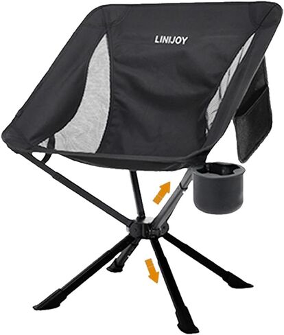 Camping Chairs, Portable Folding Chair with Removable Cup Holder and Storage Bag, Lightweight Camp Chair Supports 330 Lbs, Black in Saudi Arabia