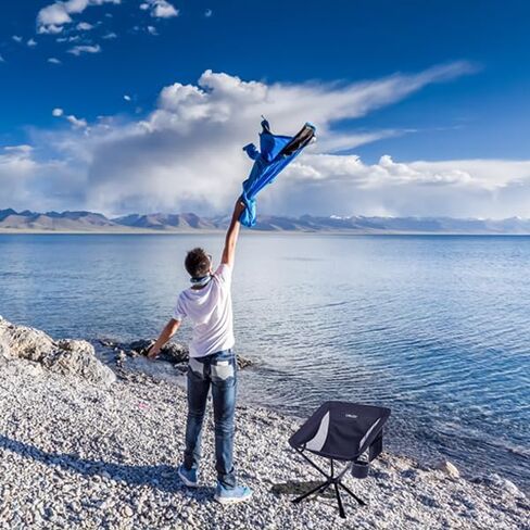 Camping Chairs, Portable Folding Chair with Removable Cup Holder and Storage Bag, Lightweight Camp Chair Supports 330 Lbs, Black in Saudi Arabia