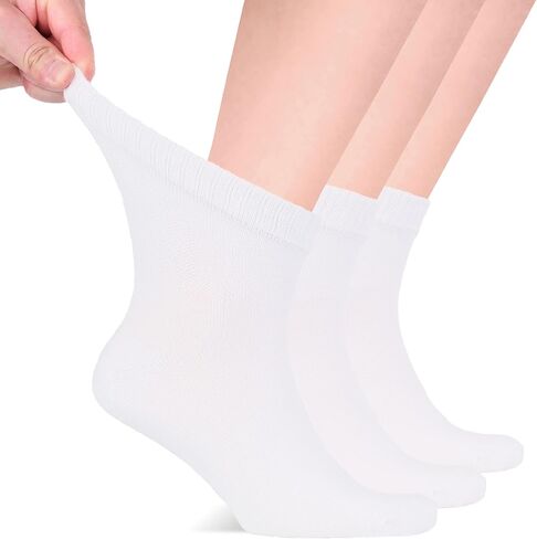 Hugh Ugoli Diabetic Socks for Men, Loose Ankle Socks Bamboo, Extra-Wide, Thin, Seamless Toe and Non-Binding Top, 4 Pairs, Black, Shoe Size: 8-11 in Kuwait