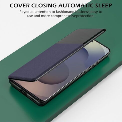 Migexxkj for Samsung Galaxy S25 Ultra Case Clear View S25 Ultra Case with Card Slot Kickstand Leather Flip Hard PC Shockproof Protective Phone Case Cover for Samsung S25 Ultra Galaxy 5G (Blue) in Saudi Arabia