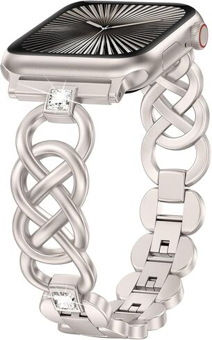 Moolia Elegant Celtic Knot Strap Compatible with Apple Watch Band 42/41/40/38/46/45/44/49mm Sparkling Braided Metal Women Replacement Bracelet for iWatch Ultra Series 10/9/8/7/6/5/4/3/2/1 in Kuwait