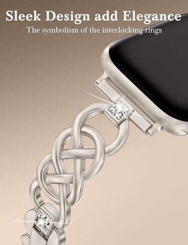 Moolia Elegant Celtic Knot Strap Compatible with Apple Watch Band 42/41/40/38/46/45/44/49mm Sparkling Braided Metal Women Replacement Bracelet for iWatch Ultra Series 10/9/8/7/6/5/4/3/2/1 in Kuwait