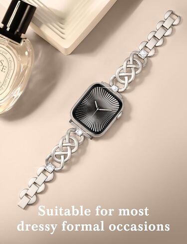 Moolia Elegant Celtic Knot Strap Compatible with Apple Watch Band 42/41/40/38/46/45/44/49mm Sparkling Braided Metal Women Replacement Bracelet for iWatch Ultra Series 10/9/8/7/6/5/4/3/2/1 in Kuwait