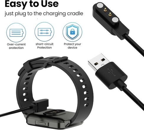 Replacement Charging Cable for Letsfit E26 Smart Watch Charger USB Portable Mag-netic Smartwatch Cord (Black,2PACKS) in Kuwait