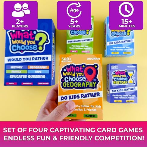 QUOKKA Board Game for 8-12 Year Olds - Geography Edition - Family Card Game for Kids Ages 5-8 - What Would You Choose | Pick Your Answer | Get to Know You - Fun Game Night for Boys & Girls in Saudi Arabia