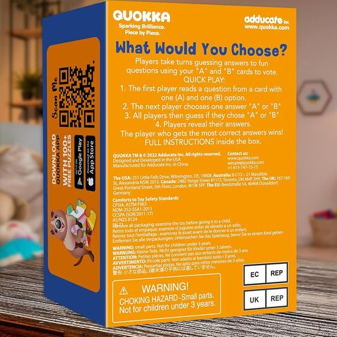 QUOKKA Board Game for 8-12 Year Olds - Geography Edition - Family Card Game for Kids Ages 5-8 - What Would You Choose | Pick Your Answer | Get to Know You - Fun Game Night for Boys & Girls in Saudi Arabia