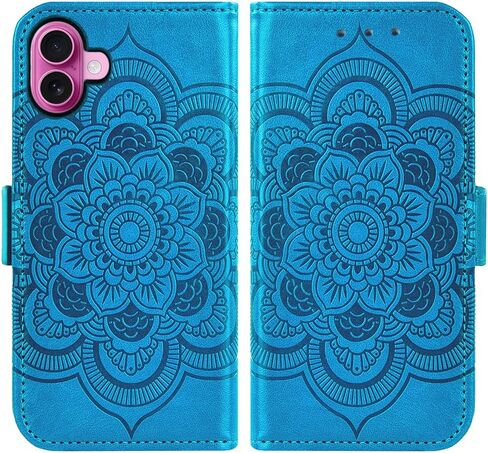 Asuwish Compatible with iPhone 16 Plus 6.7 inch Wallet Case and Tempered Glass Screen Protector Flip Credit Card Holder Stand Cell Accessories Phone Cover for i Phone16 16+ i16 + 16Plus Women Men Blue in Kuwait