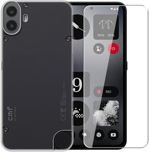 Case for Nothing CMF Phone 1 + Glass Screen Protector Tempered Film - Transparent Silicone Soft Flexible Bumper Shockproof TPU Protective Cover Shell for Nothing CMF Phone 1 (Clear) in Saudi Arabia