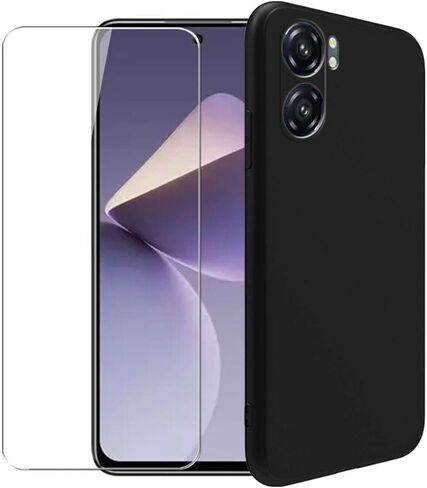 حالة حامي شاشة Oukitel C58 Pro + Glass Screen Film - Silicone الشفافة الناعمة المرنة مرنة الصدمات TPU غلاف الحماية لـ OUKITEL C58 PRO (أسود) in Kuwait