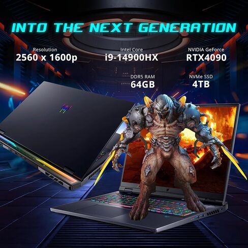 acer Predator 18 Gaming Laptop, 18" WQXGA 250Hz Display, Intel i9-14900HX, GeForce RTX 4090, 64GB DDR5, 4TB SSD, Per-Key RGB Keyboard, Wi-Fi 7, Win 11 Pro, Black, 256GB Docking Station Set in Saudi Arabia