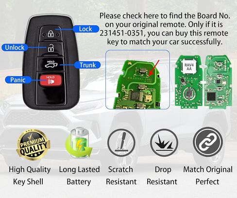 Smart Key for Toyota RAV4 2019-2021, Alliskeys Key Fob fit for HYQ14FBC 8990H-0R010 231451-0351 in Saudi Arabia
