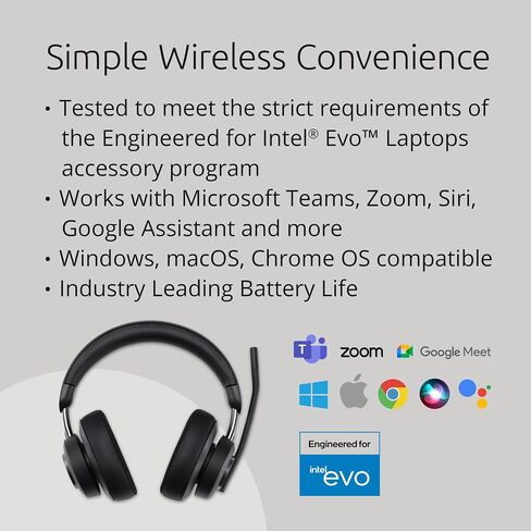 Kensington H1050 EQ Wireless Headset with Microphone, Bluetooth 5.4, ENC Microphone, Earcup Controls, Black (K80182WW) in Kuwait