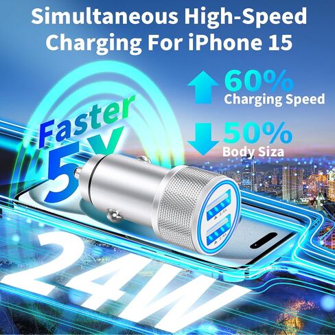 USB C Car Charger, SDNCIE 90W Dual USB-C & USB-A Car Power Adapter 4-Port PD/QC3.0 Type C Car Carplay Charger Fast Charging Cigarette Lighter for iPhone 16 15 14 13 12 11 Pro Max/Galaxy/Pixel/iPad Pro in Kuwait