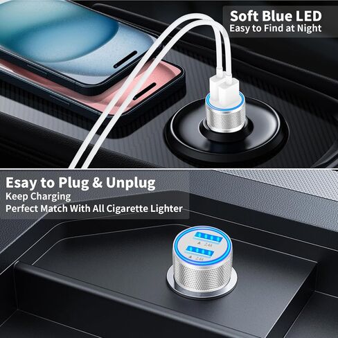 USB C Car Charger, SDNCIE 90W Dual USB-C & USB-A Car Power Adapter 4-Port PD/QC3.0 Type C Car Carplay Charger Fast Charging Cigarette Lighter for iPhone 16 15 14 13 12 11 Pro Max/Galaxy/Pixel/iPad Pro in Kuwait