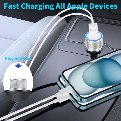 USB C Car Charger, SDNCIE 90W Dual USB-C & USB-A Car Power Adapter 4-Port PD/QC3.0 Type C Car Carplay Charger Fast Charging Cigarette Lighter for iPhone 16 15 14 13 12 11 Pro Max/Galaxy/Pixel/iPad Pro in Kuwait