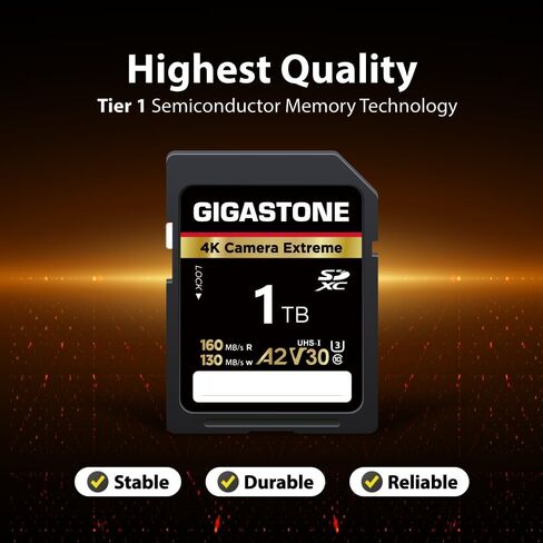 Gigastone 128GB SD Card, Camera Extreme, A2 V30 U3 SDXC Memory Card High Speed UHD Video Compatible with Canon Nikon Sony Panasonic Digital Camera, with 1 Mini case in Saudi Arabia