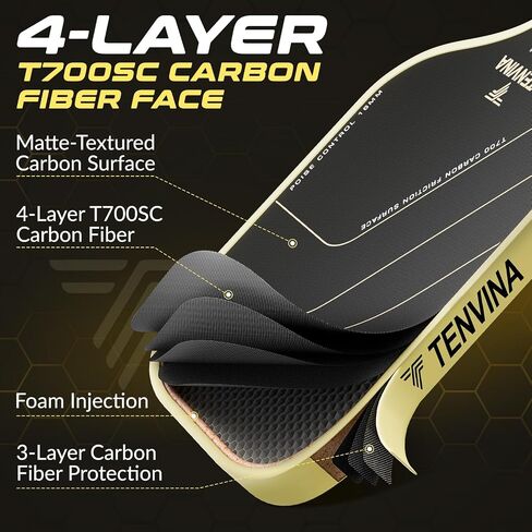 Pickleball Paddles, Multi-Layer Textured Carbon Fiber Pickleball Paddle, Pickle Ball Paddle with Comfort Artificial Leather Grip, Increased Power and Excellent Spin, USAPA Approved Pickleball Racket in Saudi Arabia