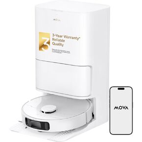 MOVA P10 Ultra Robot Vacuum and Mop with 8,300Pa Suction, Auto Mop Washing & Drying, Self-Empty & Refill, 10mm Mop Lifting for Carpet, 360°Obstacle Avoidance, App Control
