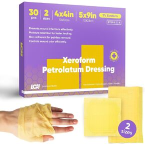 30 ct xeroform petrolatum smarlatum - منصات شاش غير عصا - 4 "× 4" و 5 "× 9" خلع الملابس - خلع ملابس البترول العقي