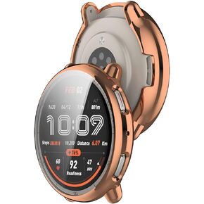 Case Compatible with Amazfit Active 2 Smartwatch, Soft TPU Full Coverage Slim Case Protective Bumper protector Shell （TPU-Rose gold）