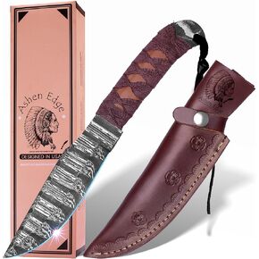 Handcrafted Full Tang Damascus Steel Survival Knife – 12.5" Outdoor Knife with 7" Blade, 5.5" Cord-Wrapped Handle, and Premium Leather Sheath – Ideal for Hunting, Camping, and Tactical Use