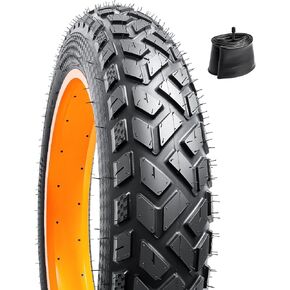 1 Pack 20" E-Bike Fat Tire 20 x 4.0 (102-406) Plus 1 Pack 20 Heavy Duty Fat Bike Tube 20x3.5/4.0 AV 33mm Valve Compatible with Most 20 x 4.0 Electric Bike/Mountain Bike Tire and Tube (Black)