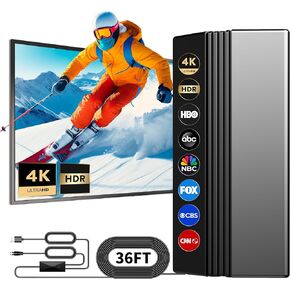 VVR 2025 Enhanced 1100+ Miles Range TV Antenna Indoor Outdoor for 1080p 2K 4K of Smart TV Local Channels, come with 36Ft HDTV 01 Cable antenna