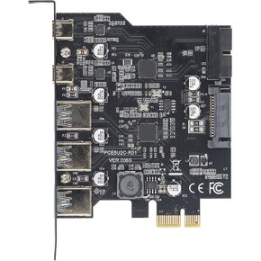 بطاقة PCIE إلى USB 3.2 Gen 1 مع عرض النطاق الترددي 5 جيجابت في الثانية ، 5 منافذ USB (3 منافذ USB من النوع A و 2 USB Type C) للفوز 10/8/7 ، بطاقة USB Card Express PCI لجهاز كمبيوتر سطح المكتب