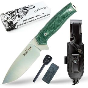 JEO-TEC Nº21 Bushcraft Survival Hunting Fixed Blade Knife - BOHLER N690C Stainless Steel, Multi-positioned Leather Sheath - Handmade
