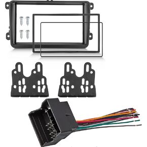 NuIth Double DIN Radio Dash Kits +Car Stereo Radio Wire Harness for Volkswagen Jetta/GLI/Passat/CC/Tiguan/Scirocco 2006-2018