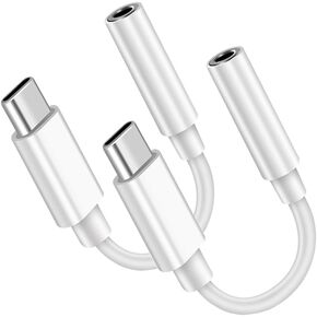 USB-C to 3.5mm Headphone Jack Adapter, 2-Pack HiFi Type C to Aux Audio Dongle Cable Cord Compatible with Samsung Galaxy S25 Ultra S24 S23 S22 S21 S20, iPhone 16 Pro Max 15 Plus, iPad Pro, Pixel 9 8 7