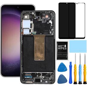 【Only for US Version】 AMOLED for Samsung Galaxy S23+ Plus 5G Screen Replacement with Frame for Samsung S23 Plus SM-S916u S916a S916w LCD Display digitizer Touch Screen Assembly with Tools Black