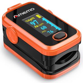 Pulse oximeter fingertip with Plethysmograph and Perfusion Index, Portable Blood Oxygen Saturation Monitor for Heart Rate and SpO2 Level, O2 Monitor Finger for Oxygen,Pulse Ox,Oximetro,(Red-Orange)