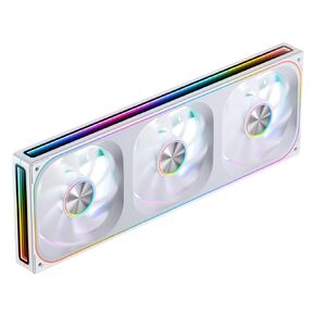 JONSBO ZA-360W PC Case Fan,All(3)-in-One,Single Frame Unit with 3x120mm ARGB,PWM, Silent Computer Fan with 4-Sides Infinity Mirror 2400RPM,Aluminum Nameplate,28mm Thick White