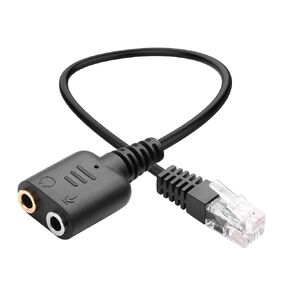 Yacsejao RJ9 إلى كابل صوت الهاتف المزدوج 3.5 ملم 8inch/20cm RJ9 ذكر إلى محول سماعة سماعة رأس مزدوج 3.5 ملم للكمبيوتر الشخصي.