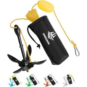 Dreizack Kayak Anchor Kit, 3.5 lb Folding Grapnel Boat Anchor Trolley Accessories with 40ft Rope and PVC Buoy for Fishing Kayaks SUP Paddle Boards Canoes Jet Ski PWC Inflatable Small Boats