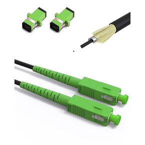 20M SC/APC to SC/APC Armored Fiber Patch Cable, SC/APC Fiber Optic Internet Cable Outdoor, SC to SC Single-Mode Fiber Jumper Optical Patch Cord OS2, LSZH Black